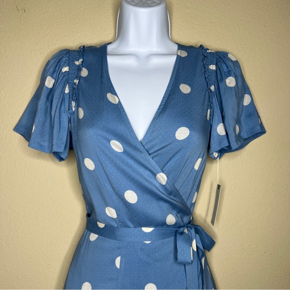 ANTHROPOLOGIE / PAIGE Blue Allure White Dolly Dot Arlyn Dress - Sz XS - Picture 5 of 16